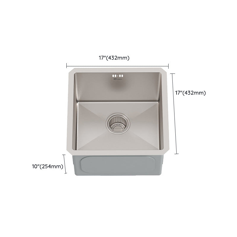 Square Stainless Steel Kitchen Sink Single Bowl Sink with Drain Assembly Clearhalo 'Home Improvement' 'home_improvement' 'home_improvement_kitchen_sinks' 'Kitchen Remodel & Kitchen Fixtures' 'Kitchen Sinks & Faucet Components' 'Kitchen Sinks' 'kitchen_sinks' 7482123