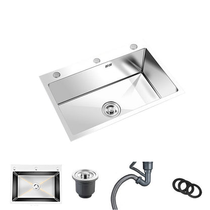 Contemporary Stainless Steel Kitchen Sink Single Bowl Rectangle Sink with Soap Dispenser Sink Only No Faucet Clearhalo 'Home Improvement' 'home_improvement' 'home_improvement_kitchen_sinks' 'Kitchen Remodel & Kitchen Fixtures' 'Kitchen Sinks & Faucet Components' 'Kitchen Sinks' 'kitchen_sinks' 7482139