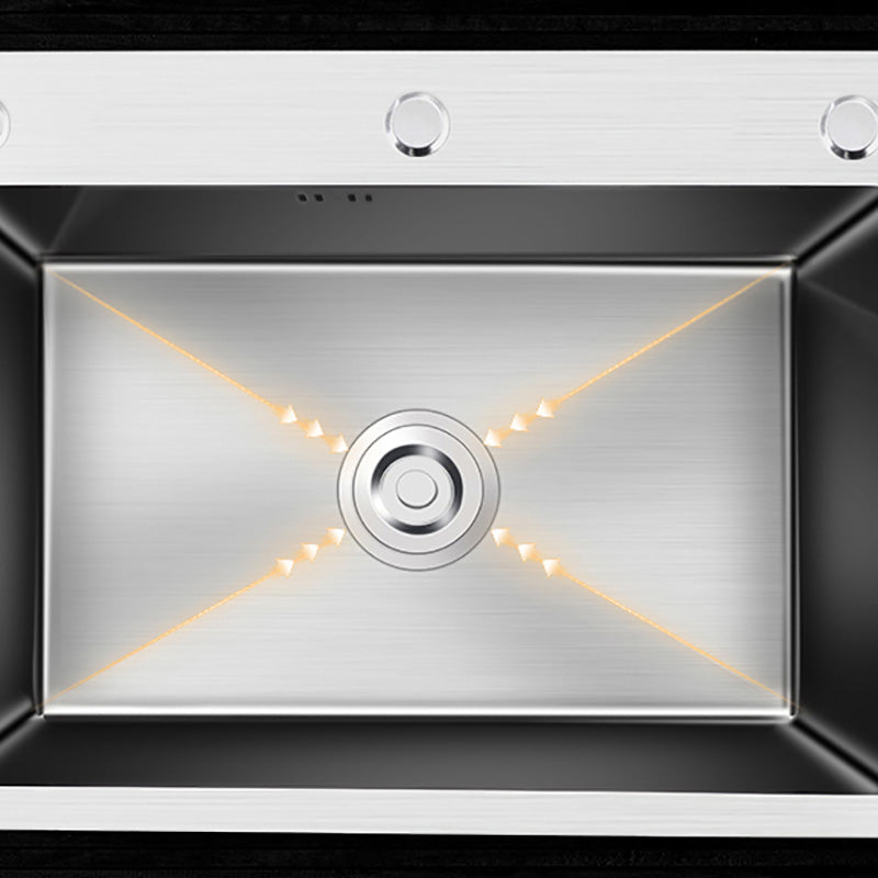 Contemporary Stainless Steel Kitchen Sink Single Bowl Rectangle Sink with Soap Dispenser Clearhalo 'Home Improvement' 'home_improvement' 'home_improvement_kitchen_sinks' 'Kitchen Remodel & Kitchen Fixtures' 'Kitchen Sinks & Faucet Components' 'Kitchen Sinks' 'kitchen_sinks' 7482148