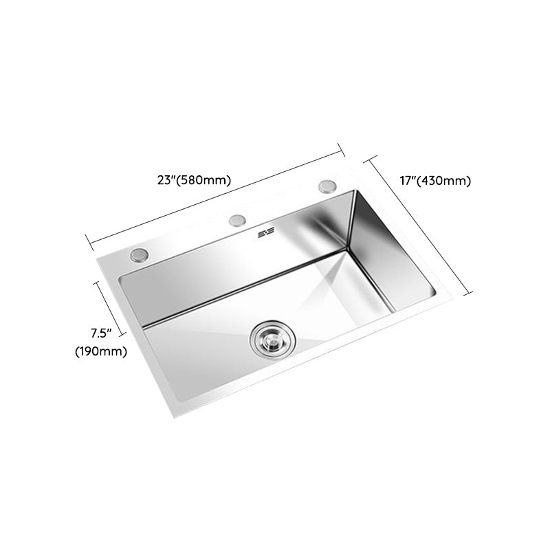 Contemporary Stainless Steel Kitchen Sink Single Bowl Rectangle Sink with Soap Dispenser Clearhalo 'Home Improvement' 'home_improvement' 'home_improvement_kitchen_sinks' 'Kitchen Remodel & Kitchen Fixtures' 'Kitchen Sinks & Faucet Components' 'Kitchen Sinks' 'kitchen_sinks' 7482154