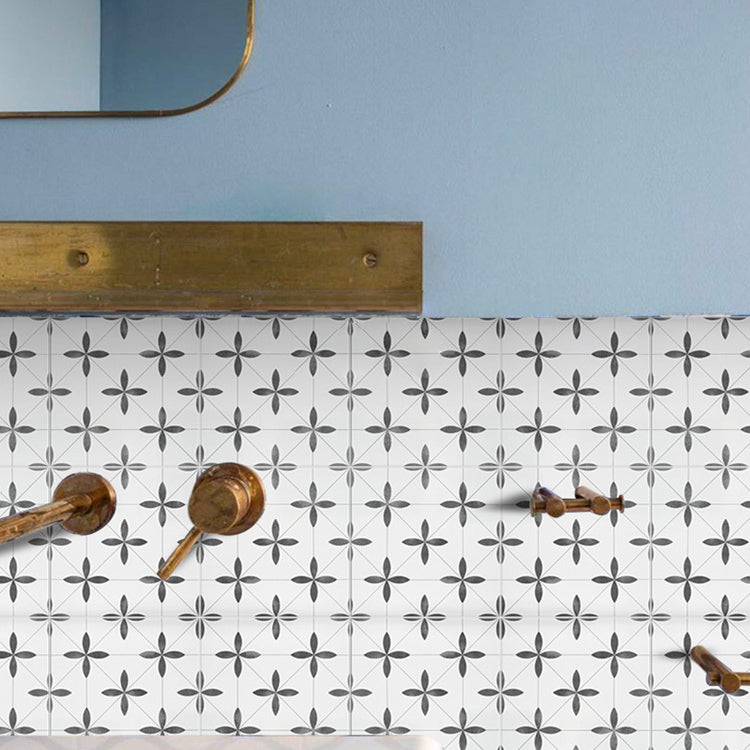 Vintage Pattern Wall Tiles Modern Natural Stone Ceramic Square Tiles White 390 Pieces Clearhalo 'Floor Tiles & Wall Tiles' 'floor_tiles_wall_tiles' 'Flooring 'Home Improvement' 'home_improvement' 'home_improvement_floor_tiles_wall_tiles' Walls and Ceiling' 7483307