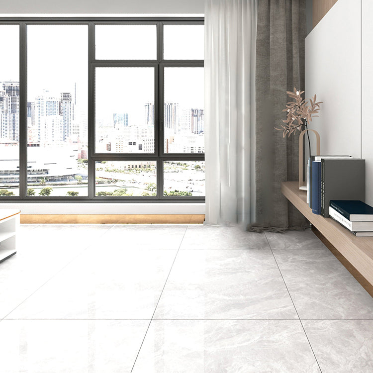 Contemporary Polished Porcelain Tile Light Grey Marble Print Square Floor and Wall Tile Clearhalo 'Floor Tiles & Wall Tiles' 'floor_tiles_wall_tiles' 'Flooring 'Home Improvement' 'home_improvement' 'home_improvement_floor_tiles_wall_tiles' Walls and Ceiling' 7483360