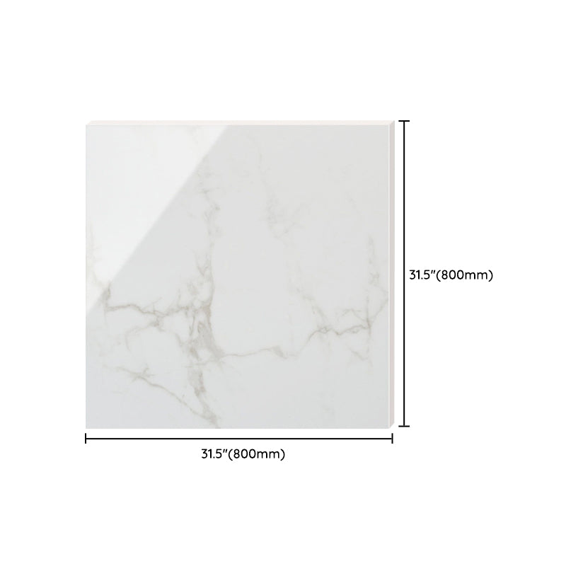 Popular Polished Porcelain Tile White Marble Patterned Square Wall Tile Clearhalo 'Floor Tiles & Wall Tiles' 'floor_tiles_wall_tiles' 'Flooring 'Home Improvement' 'home_improvement' 'home_improvement_floor_tiles_wall_tiles' Walls and Ceiling' 7483380