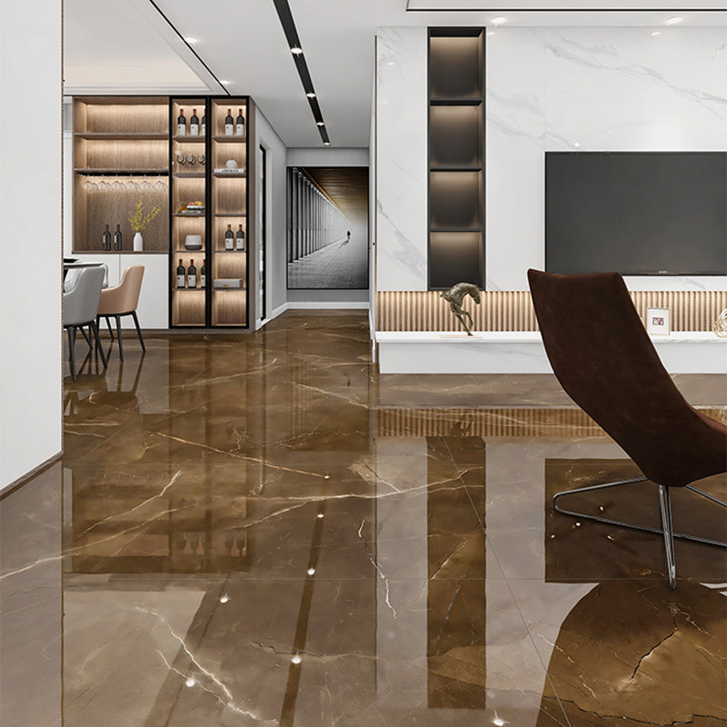 Rectangle Floor and Wall Tile Marble Printed Polished Porcelain Tile Light Coffee 18 Pieces Clearhalo 'Floor Tiles & Wall Tiles' 'floor_tiles_wall_tiles' 'Flooring 'Home Improvement' 'home_improvement' 'home_improvement_floor_tiles_wall_tiles' Walls and Ceiling' 7483393