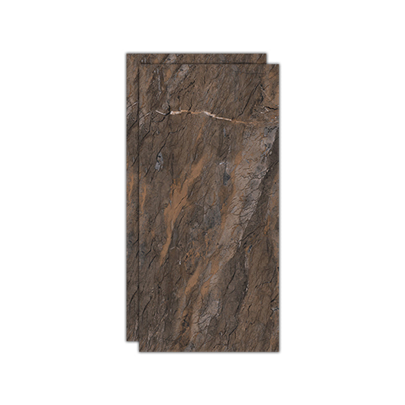 Rectangle Floor and Wall Tile Marble Printed Polished Porcelain Tile Dark Brown Clearhalo 'Floor Tiles & Wall Tiles' 'floor_tiles_wall_tiles' 'Flooring 'Home Improvement' 'home_improvement' 'home_improvement_floor_tiles_wall_tiles' Walls and Ceiling' 7483403