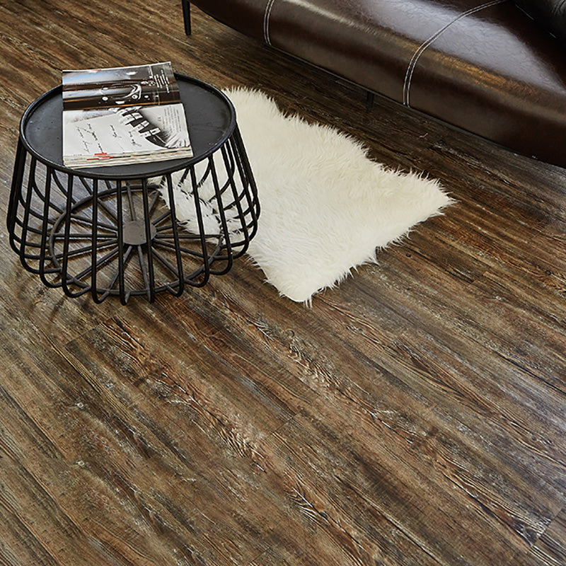 Waterproof PVC Flooring Peel and Stick Wooden Effect Fire Resistant PVC Flooring Brown-Black 6"L x 36"W x 0.1"H Clearhalo 'Flooring 'Home Improvement' 'home_improvement' 'home_improvement_vinyl_flooring' 'Vinyl Flooring' 'vinyl_flooring' Walls and Ceiling' 7483520