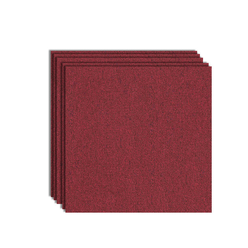 Modern Carpet Tiles Color Block Fade Resistant Carpet Floor Tile Burgundy 36-Piece Set Clearhalo 'Carpet Tiles & Carpet Squares' 'carpet_tiles_carpet_squares' 'Flooring 'Home Improvement' 'home_improvement' 'home_improvement_carpet_tiles_carpet_squares' Walls and Ceiling' 7483631