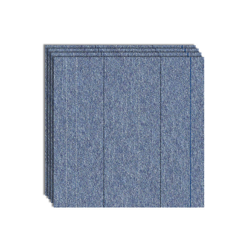 Modern Carpet Tiles Color Block Fade Resistant Carpet Floor Tile Lake Blue 4-Piece Set Clearhalo 'Carpet Tiles & Carpet Squares' 'carpet_tiles_carpet_squares' 'Flooring 'Home Improvement' 'home_improvement' 'home_improvement_carpet_tiles_carpet_squares' Walls and Ceiling' 7483645
