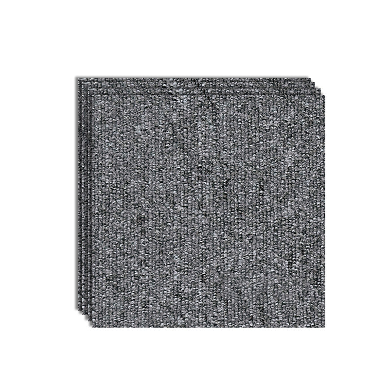 Carpet Tile Level Loop Glue Down Fade Resistant Carpet Floor Tile Grey 4-Piece Set Clearhalo 'Carpet Tiles & Carpet Squares' 'carpet_tiles_carpet_squares' 'Flooring 'Home Improvement' 'home_improvement' 'home_improvement_carpet_tiles_carpet_squares' Walls and Ceiling' 7483659