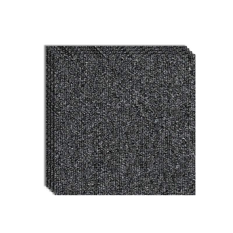 Carpet Tile Level Loop Glue Down Fade Resistant Carpet Floor Tile Dark Gray 4-Piece Set Clearhalo 'Carpet Tiles & Carpet Squares' 'carpet_tiles_carpet_squares' 'Flooring 'Home Improvement' 'home_improvement' 'home_improvement_carpet_tiles_carpet_squares' Walls and Ceiling' 7483660