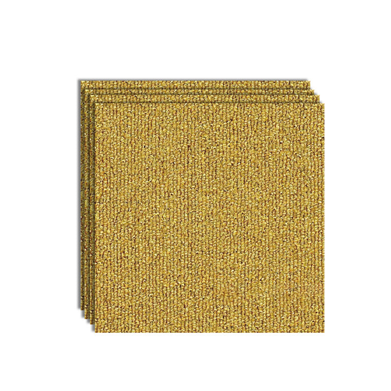 Carpet Tile Level Loop Glue Down Fade Resistant Carpet Floor Tile Yellow 4-Piece Set Clearhalo 'Carpet Tiles & Carpet Squares' 'carpet_tiles_carpet_squares' 'Flooring 'Home Improvement' 'home_improvement' 'home_improvement_carpet_tiles_carpet_squares' Walls and Ceiling' 7483674