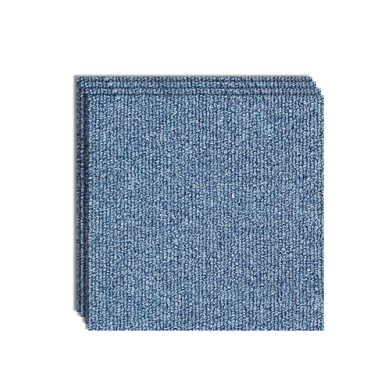 Carpet Tile Level Loop Glue Down Fade Resistant Carpet Floor Tile Blue 4-Piece Set Clearhalo 'Carpet Tiles & Carpet Squares' 'carpet_tiles_carpet_squares' 'Flooring 'Home Improvement' 'home_improvement' 'home_improvement_carpet_tiles_carpet_squares' Walls and Ceiling' 7483675