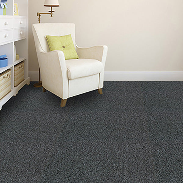 Modern Carpet Tile Loose Lay Non-Skid Fade Resistant Carpet Floor Tile Gun Grey 4-Piece Set Clearhalo 'Carpet Tiles & Carpet Squares' 'carpet_tiles_carpet_squares' 'Flooring 'Home Improvement' 'home_improvement' 'home_improvement_carpet_tiles_carpet_squares' Walls and Ceiling' 7483692