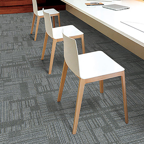 Modern Carpet Tile Loose Lay Non-Skid Fade Resistant Carpet Floor Tile Grey 4-Piece Set Clearhalo 'Carpet Tiles & Carpet Squares' 'carpet_tiles_carpet_squares' 'Flooring 'Home Improvement' 'home_improvement' 'home_improvement_carpet_tiles_carpet_squares' Walls and Ceiling' 7483707