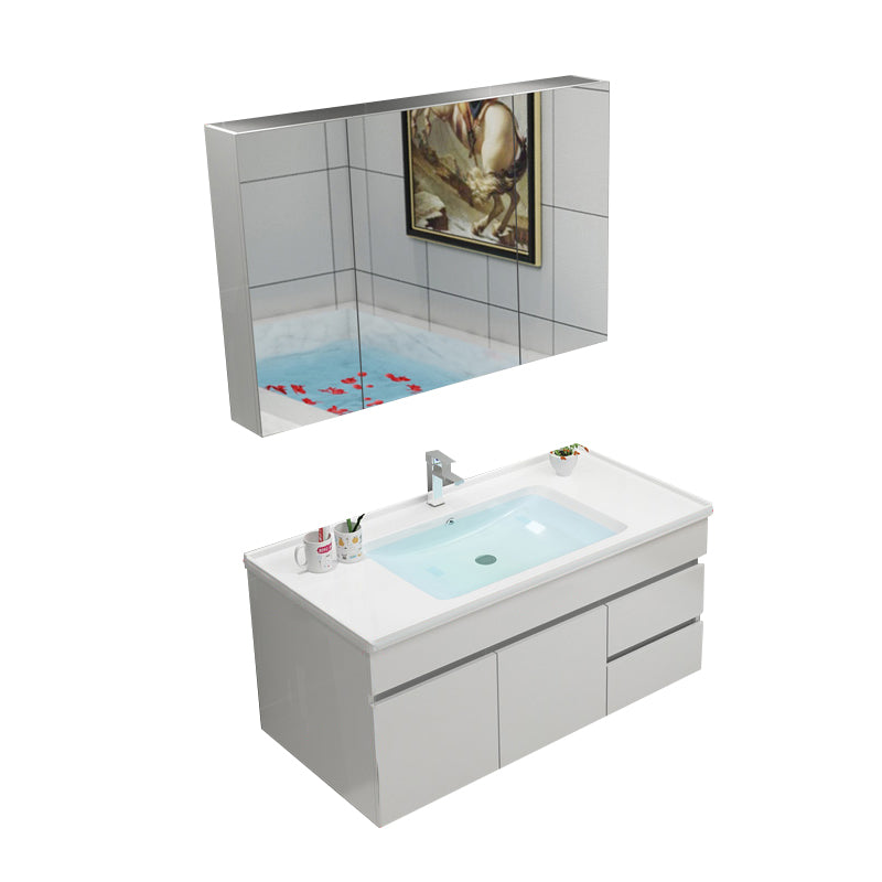 Modern Bathroom Vanity Sink Drawers Rectangular Faucet Mirror Bathroom Vanity Set Vanity & Faucet & Mirror Cabinet 39"L x 19"W x 20"H Wall Cabinet Clearhalo 'Bathroom Remodel & Bathroom Fixtures' 'Bathroom Vanities' 'bathroom_vanities' 'Home Improvement' 'home_improvement' 'home_improvement_bathroom_vanities' 7485652
