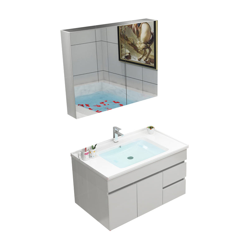 Modern Bathroom Vanity Sink Drawers Rectangular Faucet Mirror Bathroom Vanity Set Vanity & Faucet & Mirror Cabinet 32"L x 19"W x 20"H Wall Cabinet Clearhalo 'Bathroom Remodel & Bathroom Fixtures' 'Bathroom Vanities' 'bathroom_vanities' 'Home Improvement' 'home_improvement' 'home_improvement_bathroom_vanities' 7485653