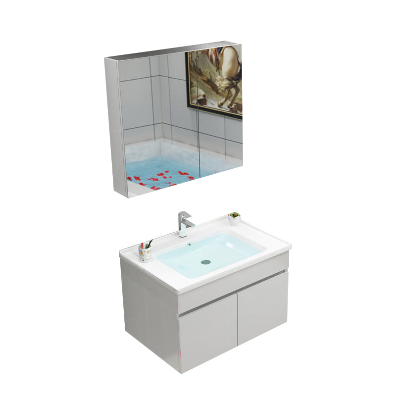 Modern Bathroom Vanity Sink Drawers Rectangular Faucet Mirror Bathroom Vanity Set Vanity & Faucet & Mirror Cabinet 28"L x 19"W x 20"H Wall Cabinet Clearhalo 'Bathroom Remodel & Bathroom Fixtures' 'Bathroom Vanities' 'bathroom_vanities' 'Home Improvement' 'home_improvement' 'home_improvement_bathroom_vanities' 7485655