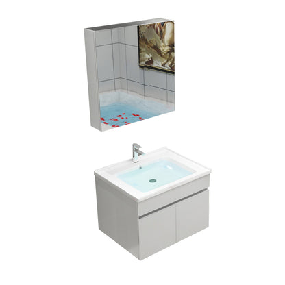 Modern Bathroom Vanity Sink Drawers Rectangular Faucet Mirror Bathroom Vanity Set Vanity & Faucet & Mirror Cabinet 24"L x 19"W x 20"H Wall Cabinet Clearhalo 'Bathroom Remodel & Bathroom Fixtures' 'Bathroom Vanities' 'bathroom_vanities' 'Home Improvement' 'home_improvement' 'home_improvement_bathroom_vanities' 7485657