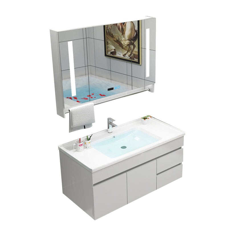 Modern Bathroom Vanity Sink Drawers Rectangular Faucet Mirror Bathroom Vanity Set Vanity & Faucet & Smart Medicine Cabinet 40"L x 19"W x 20"H Wall Cabinet Clearhalo 'Bathroom Remodel & Bathroom Fixtures' 'Bathroom Vanities' 'bathroom_vanities' 'Home Improvement' 'home_improvement' 'home_improvement_bathroom_vanities' 7485668