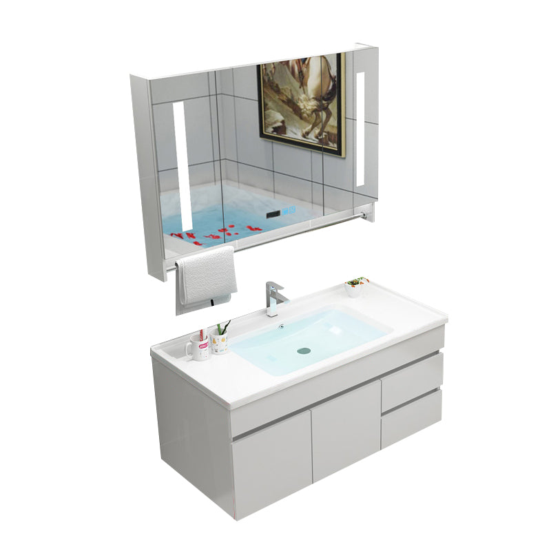 Modern Bathroom Vanity Sink Drawers Rectangular Faucet Mirror Bathroom Vanity Set Vanity & Faucet & Smart Medicine Cabinet 39"L x 19"W x 20"H Wall Cabinet Clearhalo 'Bathroom Remodel & Bathroom Fixtures' 'Bathroom Vanities' 'bathroom_vanities' 'Home Improvement' 'home_improvement' 'home_improvement_bathroom_vanities' 7485669