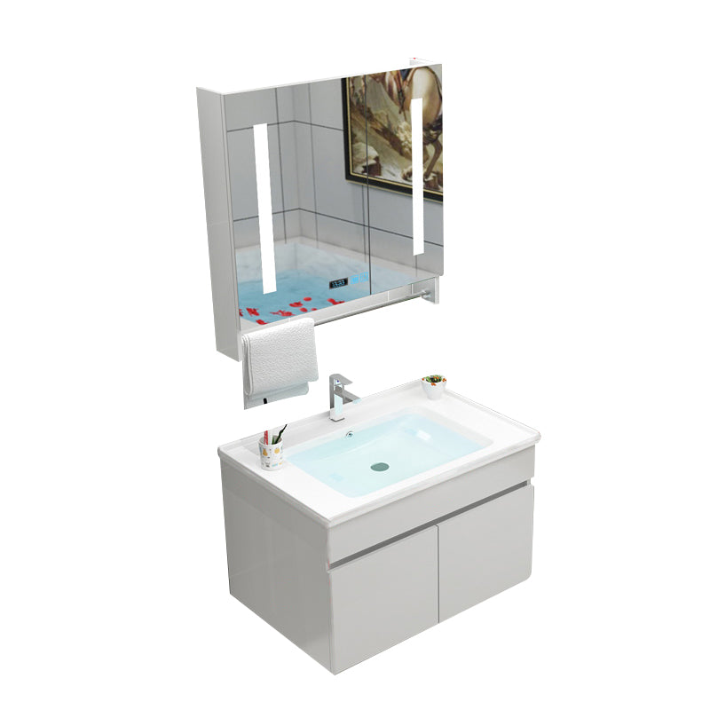 Modern Bathroom Vanity Sink Drawers Rectangular Faucet Mirror Bathroom Vanity Set Vanity & Faucet & Smart Medicine Cabinet 28"L x 19"W x 20"H Wall Cabinet Clearhalo 'Bathroom Remodel & Bathroom Fixtures' 'Bathroom Vanities' 'bathroom_vanities' 'Home Improvement' 'home_improvement' 'home_improvement_bathroom_vanities' 7485671