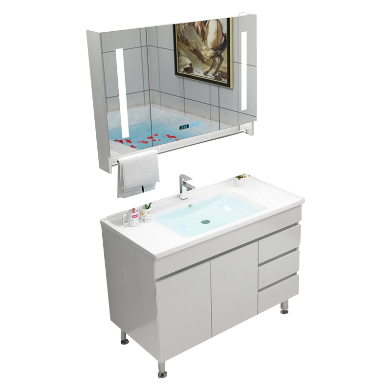 Modern Bathroom Vanity Sink Drawers Rectangular Faucet Mirror Bathroom Vanity Set Vanity & Faucet & Smart Medicine Cabinet 40"L x 19"W x 20"H Cabinets Clearhalo 'Bathroom Remodel & Bathroom Fixtures' 'Bathroom Vanities' 'bathroom_vanities' 'Home Improvement' 'home_improvement' 'home_improvement_bathroom_vanities' 7485673