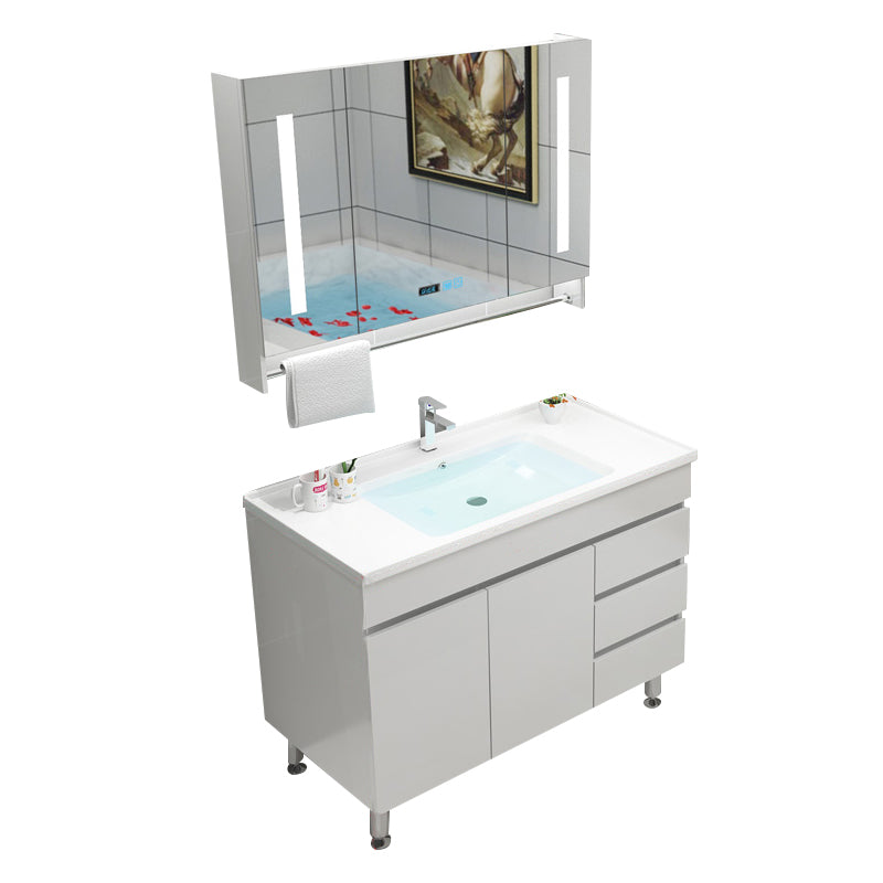 Modern Bathroom Vanity Sink Drawers Rectangular Faucet Mirror Bathroom Vanity Set Vanity & Faucet & Smart Medicine Cabinet 39"L x 19"W x 20"H Cabinets Clearhalo 'Bathroom Remodel & Bathroom Fixtures' 'Bathroom Vanities' 'bathroom_vanities' 'Home Improvement' 'home_improvement' 'home_improvement_bathroom_vanities' 7485674