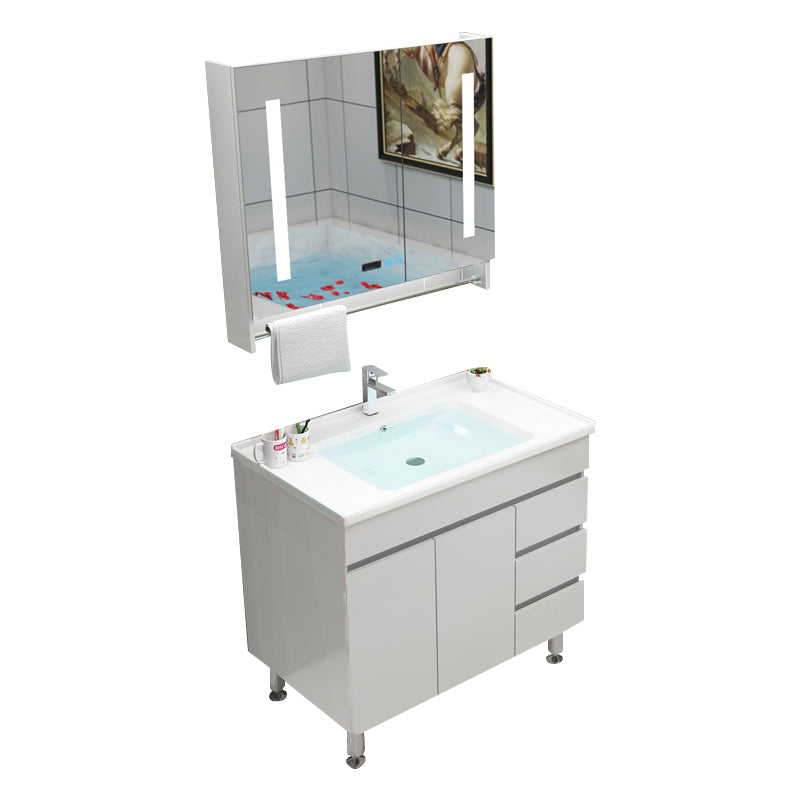 Modern Bathroom Vanity Sink Drawers Rectangular Faucet Mirror Bathroom Vanity Set Vanity & Faucet & Smart Medicine Cabinet 32"L x 19"W x 20"H Cabinets Clearhalo 'Bathroom Remodel & Bathroom Fixtures' 'Bathroom Vanities' 'bathroom_vanities' 'Home Improvement' 'home_improvement' 'home_improvement_bathroom_vanities' 7485675