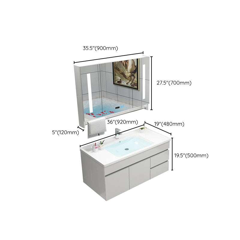 Modern Bathroom Vanity Sink Drawers Rectangular Faucet Mirror Bathroom Vanity Set Clearhalo 'Bathroom Remodel & Bathroom Fixtures' 'Bathroom Vanities' 'bathroom_vanities' 'Home Improvement' 'home_improvement' 'home_improvement_bathroom_vanities' 7485694