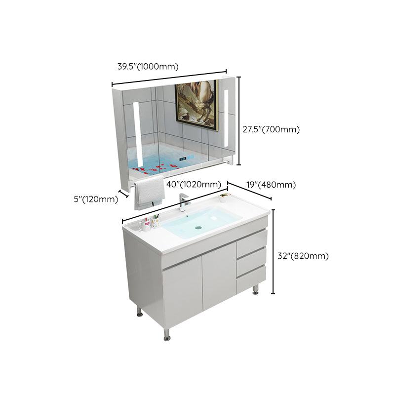 Modern Bathroom Vanity Sink Drawers Rectangular Faucet Mirror Bathroom Vanity Set Clearhalo 'Bathroom Remodel & Bathroom Fixtures' 'Bathroom Vanities' 'bathroom_vanities' 'Home Improvement' 'home_improvement' 'home_improvement_bathroom_vanities' 7485695