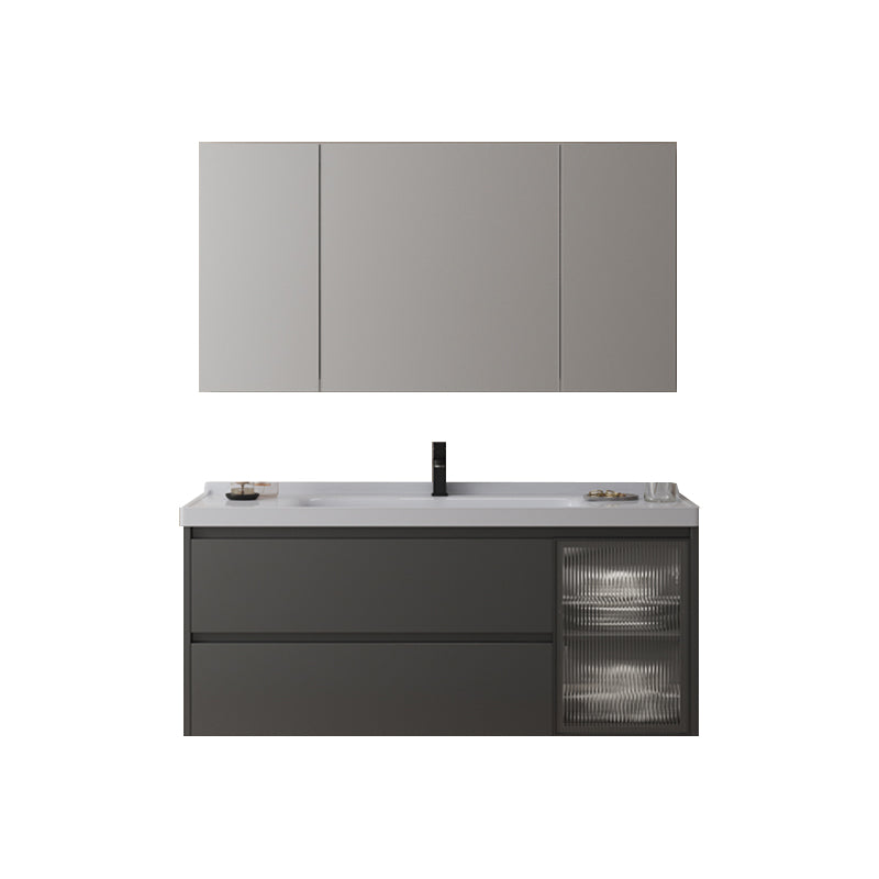Modern Vanity Rectangular Dark Gray Single-Sink Wall Mount Sink Vanity Vanity & Faucet & Mirror Cabinet https: res.litfad.com site img item 2023 02 19 7487056 1200x1200.jpg Clearhalo 'Bathroom Remodel & Bathroom Fixtures' 'Bathroom Vanities' 'bathroom_vanities' 'Home Improvement' 'home_improvement' 'home_improvement_bathroom_vanities' 7487056