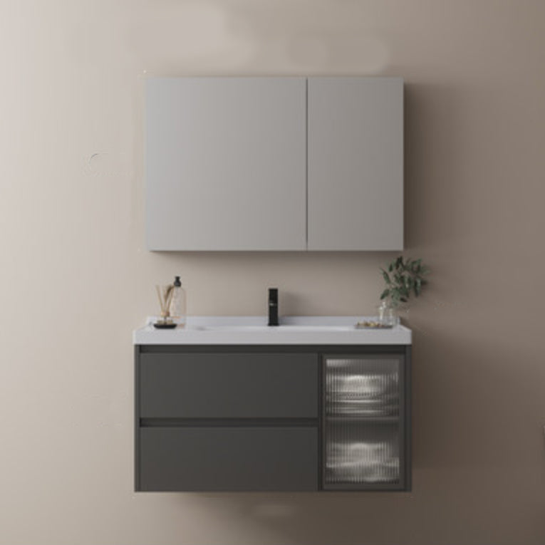 Modern Vanity Rectangular Dark Gray Single-Sink Wall Mount Sink Vanity Clearhalo 'Bathroom Remodel & Bathroom Fixtures' 'Bathroom Vanities' 'bathroom_vanities' 'Home Improvement' 'home_improvement' 'home_improvement_bathroom_vanities' 7487059
