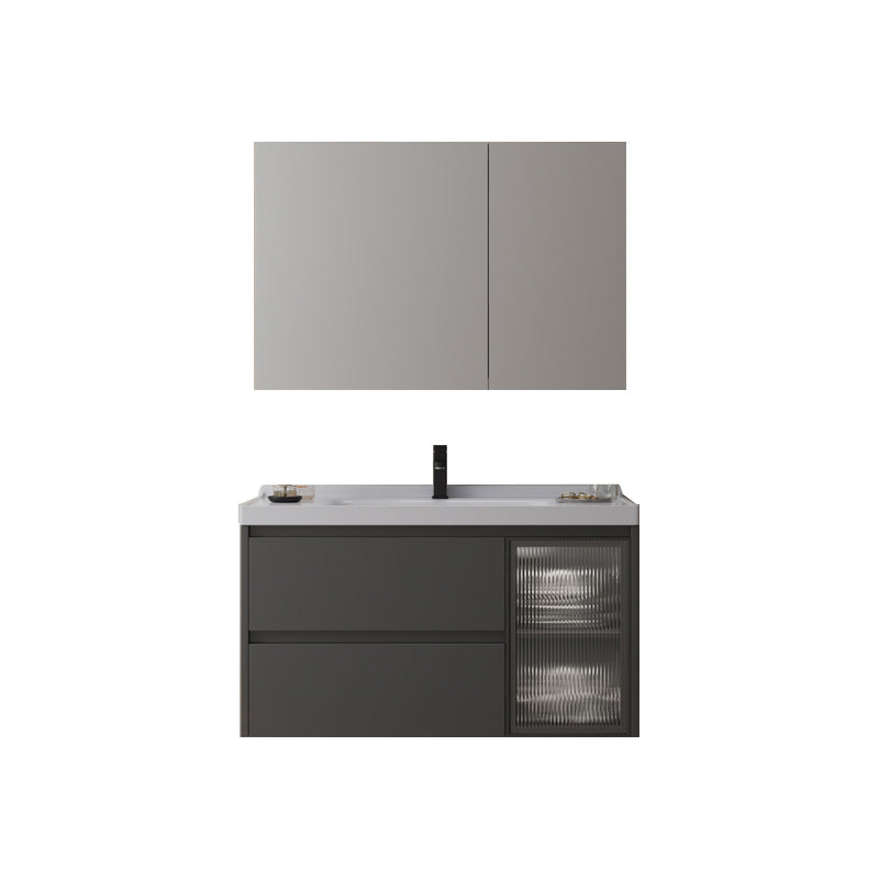 Modern Vanity Rectangular Dark Gray Single-Sink Wall Mount Sink Vanity Vanity & Faucet & Mirror Cabinet https: res.litfad.com site img item 2023 02 28 7487064 1200x1200.jpg Clearhalo 'Bathroom Remodel & Bathroom Fixtures' 'Bathroom Vanities' 'bathroom_vanities' 'Home Improvement' 'home_improvement' 'home_improvement_bathroom_vanities' 7487064