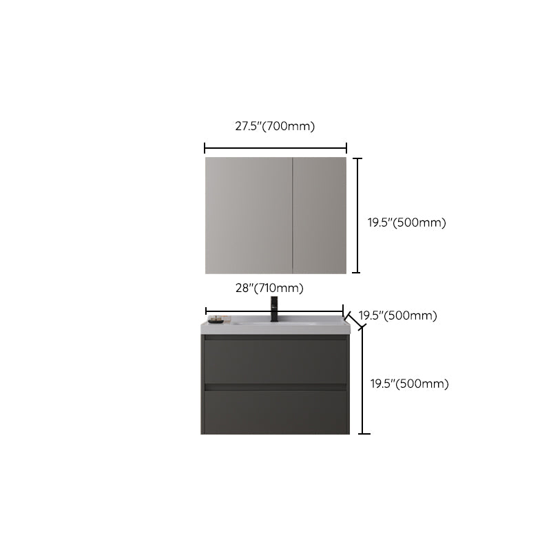 Modern Vanity Rectangular Dark Gray Single-Sink Wall Mount Sink Vanity Clearhalo 'Bathroom Remodel & Bathroom Fixtures' 'Bathroom Vanities' 'bathroom_vanities' 'Home Improvement' 'home_improvement' 'home_improvement_bathroom_vanities' 7487069