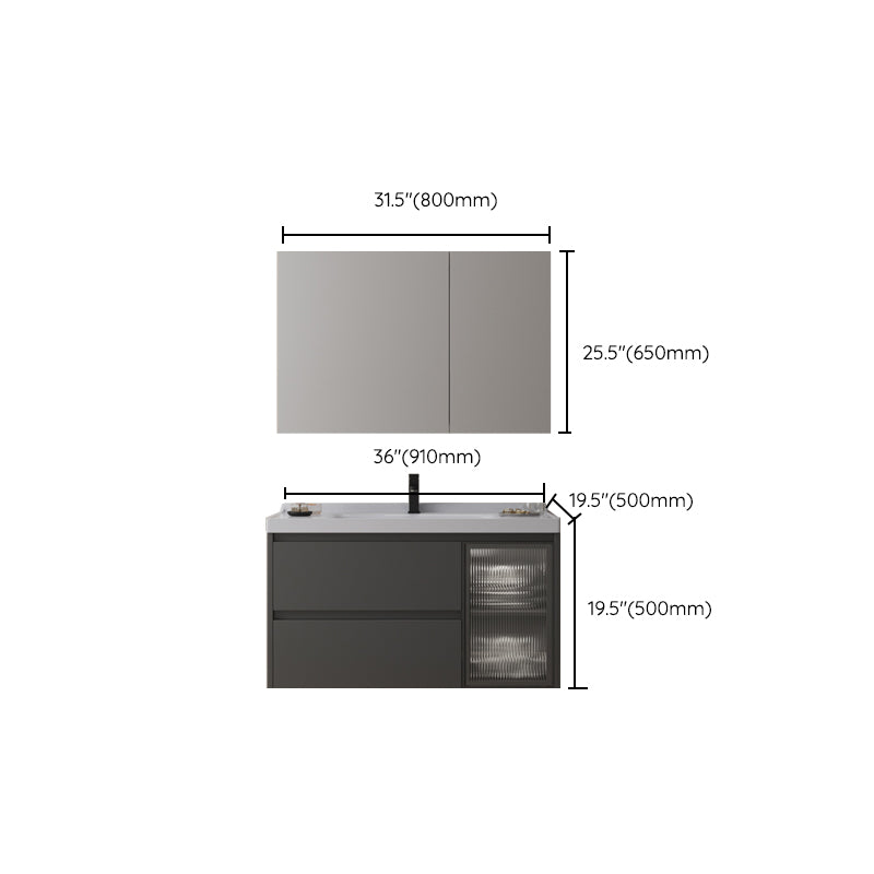 Modern Vanity Rectangular Dark Gray Single-Sink Wall Mount Sink Vanity Clearhalo 'Bathroom Remodel & Bathroom Fixtures' 'Bathroom Vanities' 'bathroom_vanities' 'Home Improvement' 'home_improvement' 'home_improvement_bathroom_vanities' 7487071