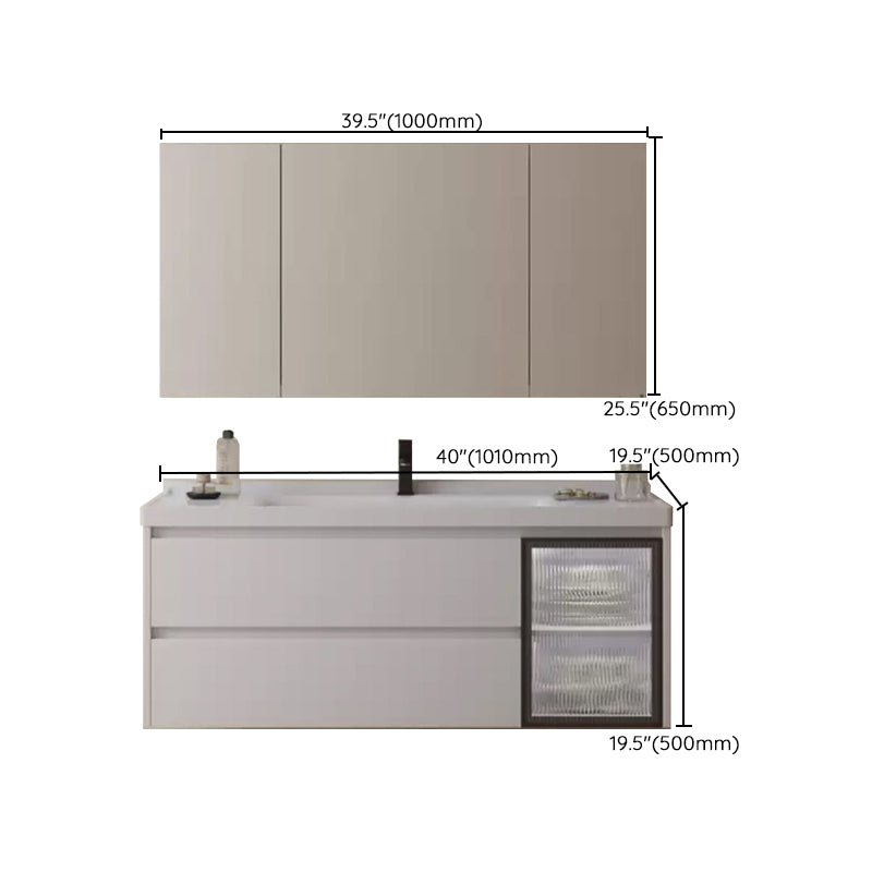 Modern Wall Mount Bathroom Vanity White Ceramic Single-Sink Vanity Set Clearhalo 'Bathroom Remodel & Bathroom Fixtures' 'Bathroom Vanities' 'bathroom_vanities' 'Home Improvement' 'home_improvement' 'home_improvement_bathroom_vanities' 7487088