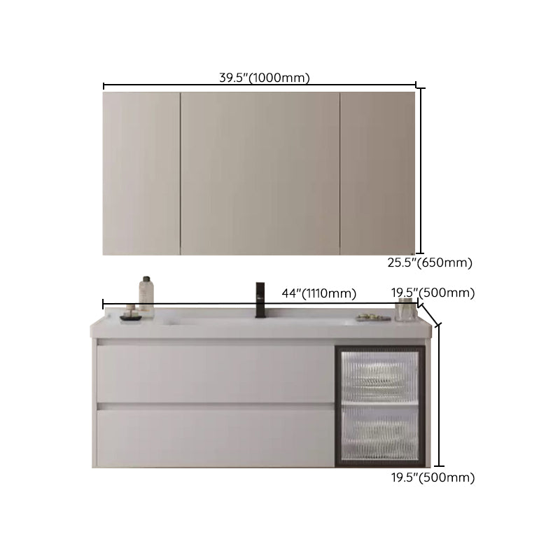 Modern Wall Mount Bathroom Vanity White Ceramic Single-Sink Vanity Set Clearhalo 'Bathroom Remodel & Bathroom Fixtures' 'Bathroom Vanities' 'bathroom_vanities' 'Home Improvement' 'home_improvement' 'home_improvement_bathroom_vanities' 7487089