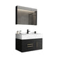 Glam Wall Mount Bathroom Vanity Black Ceramic Single-Sink Rectangular Vanity Set Vanity & Faucet & Mirror Cabinet 31.5"L x 19.5"W x 16"H White Clearhalo 'Bathroom Remodel & Bathroom Fixtures' 'Bathroom Vanities' 'bathroom_vanities' 'Home Improvement' 'home_improvement' 'home_improvement_bathroom_vanities' 7487094