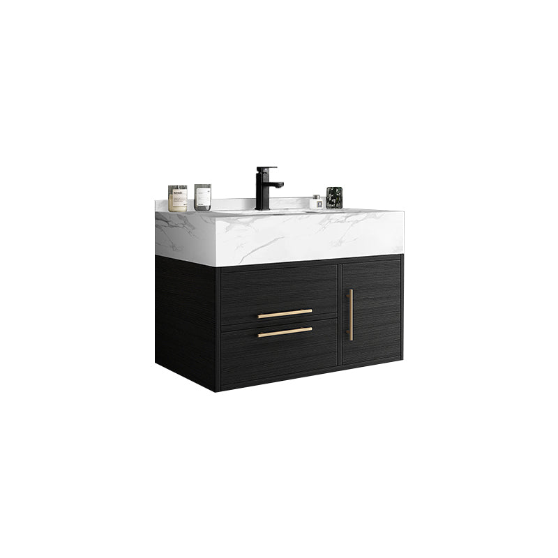 Glam Wall Mount Bathroom Vanity Black Ceramic Single-Sink Rectangular Vanity Set Bathroom Vanity 28"L x 20"W x 16"H White Clearhalo 'Bathroom Remodel & Bathroom Fixtures' 'Bathroom Vanities' 'bathroom_vanities' 'Home Improvement' 'home_improvement' 'home_improvement_bathroom_vanities' 7487110