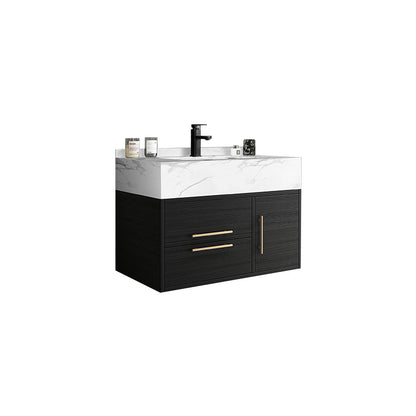 Glam Wall Mount Bathroom Vanity Black Ceramic Single-Sink Rectangular Vanity Set Bathroom Vanity 28"L x 20"W x 16"H White Clearhalo 'Bathroom Remodel & Bathroom Fixtures' 'Bathroom Vanities' 'bathroom_vanities' 'Home Improvement' 'home_improvement' 'home_improvement_bathroom_vanities' 7487110