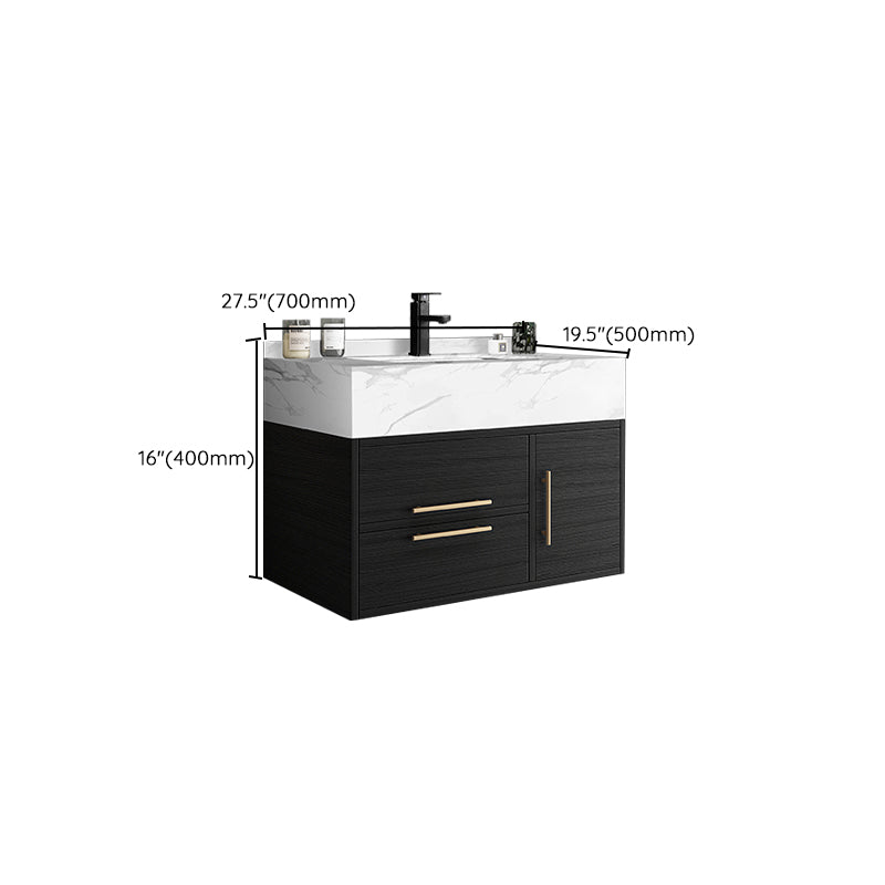 Glam Wall Mount Bathroom Vanity Black Ceramic Single-Sink Rectangular Vanity Set Clearhalo 'Bathroom Remodel & Bathroom Fixtures' 'Bathroom Vanities' 'bathroom_vanities' 'Home Improvement' 'home_improvement' 'home_improvement_bathroom_vanities' 7487111
