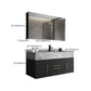 Glam Wall Mount Bathroom Vanity Black Ceramic Single-Sink Rectangular Vanity Set Clearhalo 'Bathroom Remodel & Bathroom Fixtures' 'Bathroom Vanities' 'bathroom_vanities' 'Home Improvement' 'home_improvement' 'home_improvement_bathroom_vanities' 7487119