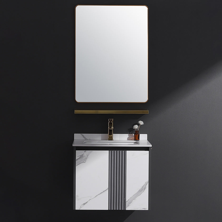 Modern Rectangular Vanity Set Stone Single-Sink Wall Mount Vanity Clearhalo 'Bathroom Remodel & Bathroom Fixtures' 'Bathroom Vanities' 'bathroom_vanities' 'Home Improvement' 'home_improvement' 'home_improvement_bathroom_vanities' 7487179