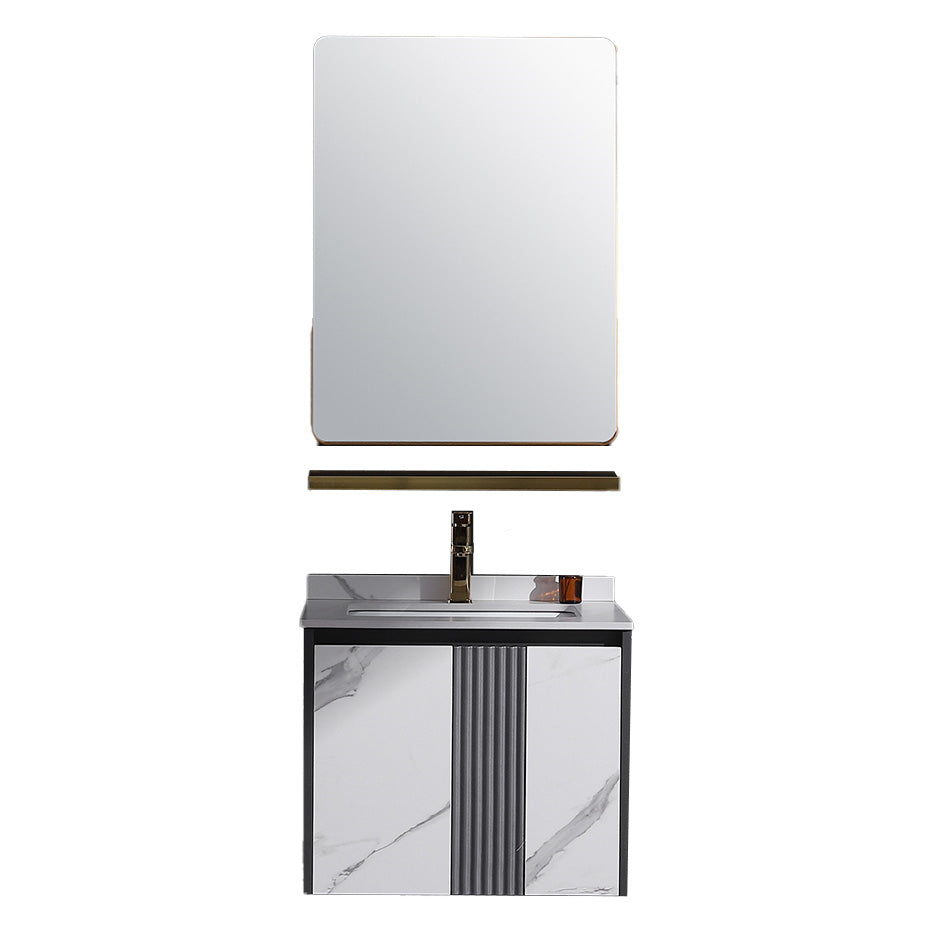 Modern Rectangular Vanity Set Stone Single-Sink Wall Mount Vanity Clearhalo 'Bathroom Remodel & Bathroom Fixtures' 'Bathroom Vanities' 'bathroom_vanities' 'Home Improvement' 'home_improvement' 'home_improvement_bathroom_vanities' 7487183