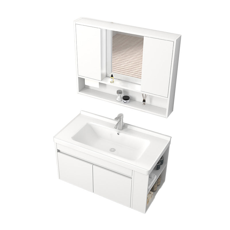 Modern Wood Sink Vanity Wood Wall Mount Faucet Included Bathroom Vanity Vanity & Faucet & Mirror Cabinet 36"L x 19"W x 20"H Clearhalo 'Bathroom Remodel & Bathroom Fixtures' 'Bathroom Vanities' 'bathroom_vanities' 'Home Improvement' 'home_improvement' 'home_improvement_bathroom_vanities' 7487286