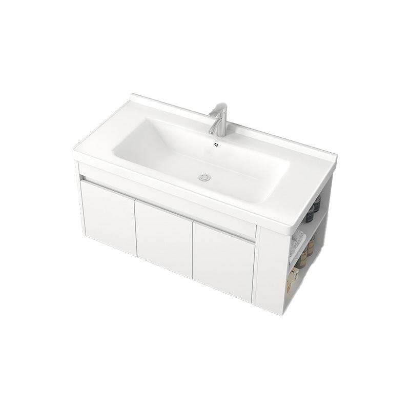 Modern Wood Sink Vanity Wood Wall Mount Faucet Included Bathroom Vanity Vanity & Faucet 40"L x 19"W x 20"H Clearhalo 'Bathroom Remodel & Bathroom Fixtures' 'Bathroom Vanities' 'bathroom_vanities' 'Home Improvement' 'home_improvement' 'home_improvement_bathroom_vanities' 7487298