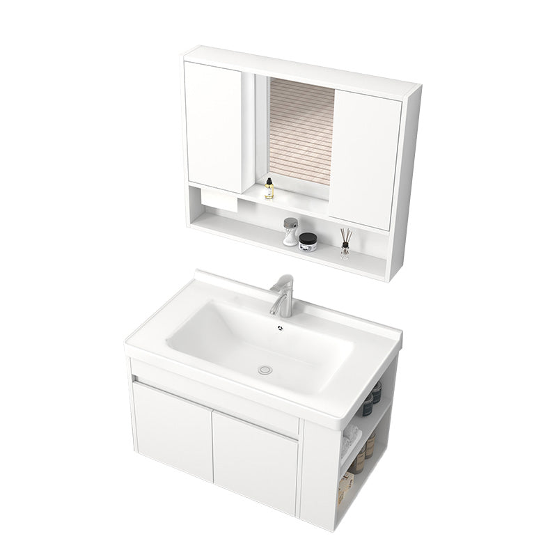 Modern Wood Sink Vanity Wood Wall Mount Faucet Included Bathroom Vanity Vanity & Faucet & Mirror Cabinet 32"L x 19"W x 20"H Clearhalo 'Bathroom Remodel & Bathroom Fixtures' 'Bathroom Vanities' 'bathroom_vanities' 'Home Improvement' 'home_improvement' 'home_improvement_bathroom_vanities' 7487301