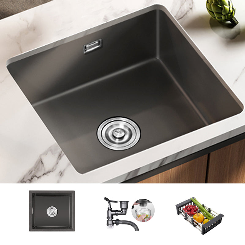 Square Granite Kitchen Sink Single Bowl Sink with Drain Strainer Kit Sink Only No Faucet Clearhalo 'Home Improvement' 'home_improvement' 'home_improvement_kitchen_sinks' 'Kitchen Remodel & Kitchen Fixtures' 'Kitchen Sinks & Faucet Components' 'Kitchen Sinks' 'kitchen_sinks' 7490278