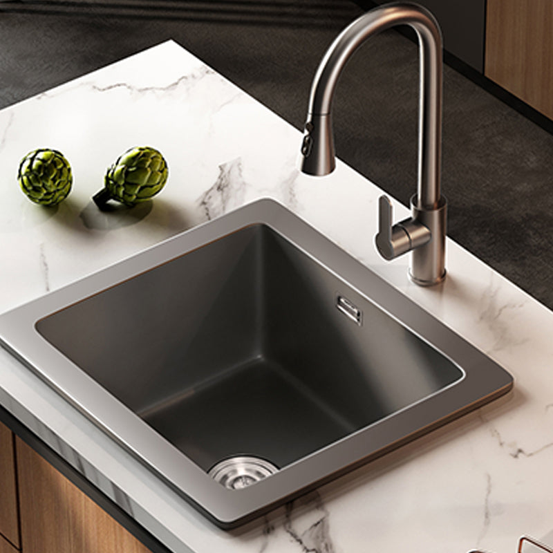 Square Granite Kitchen Sink Single Bowl Sink with Drain Strainer Kit Clearhalo 'Home Improvement' 'home_improvement' 'home_improvement_kitchen_sinks' 'Kitchen Remodel & Kitchen Fixtures' 'Kitchen Sinks & Faucet Components' 'Kitchen Sinks' 'kitchen_sinks' 7490282