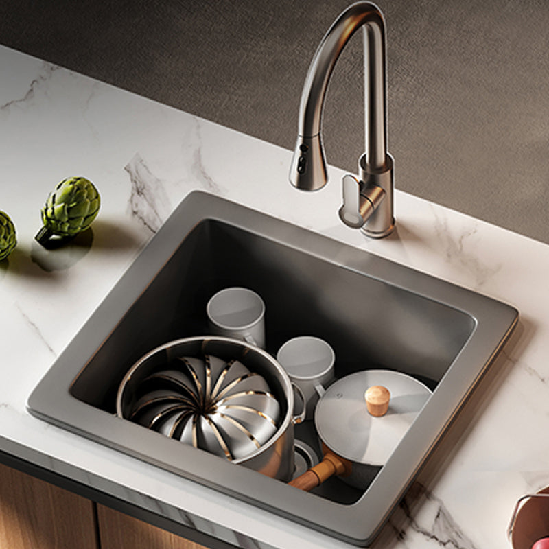 Square Granite Kitchen Sink Single Bowl Sink with Drain Strainer Kit Clearhalo 'Home Improvement' 'home_improvement' 'home_improvement_kitchen_sinks' 'Kitchen Remodel & Kitchen Fixtures' 'Kitchen Sinks & Faucet Components' 'Kitchen Sinks' 'kitchen_sinks' 7490284